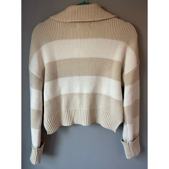 Jessica Simpson Cropped Collared Button Down Striped Sweater Small - Picture 5 of 8